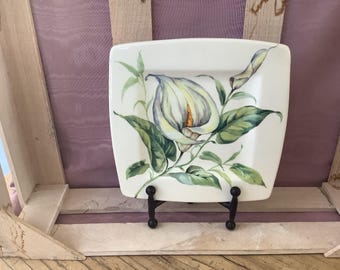Calla Lily Square Plate made in Italy