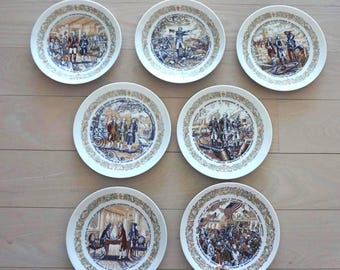 Set of 7 (Seven) Limoges Revolutionary War-Themed Plates