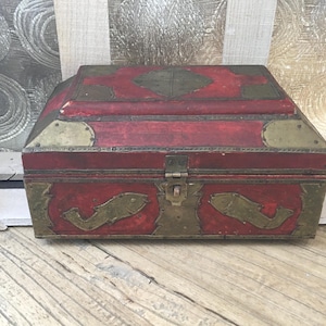 Wood Box with Brass Detail Made in India