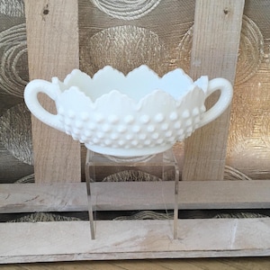 Fenton Two Handle Hobnail Milchglasschüssel