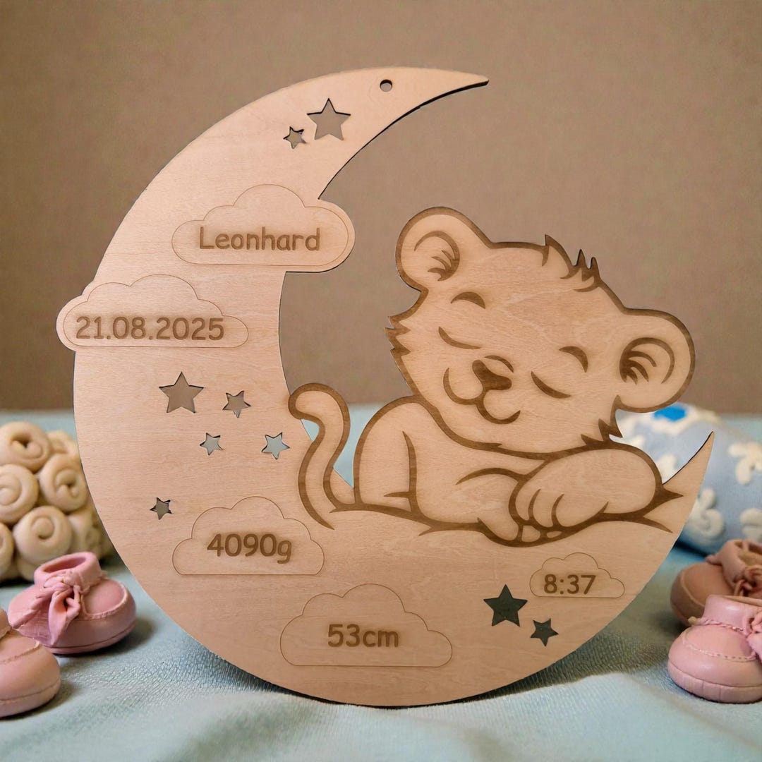 Baby Birth Announcement Plaque Made of Linden Wood, Individually ...