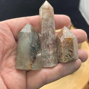 1000 Layer Garden Quartz (Lodolite) Point - 3 Pack