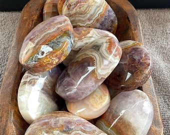 Amethyst Lace Agate Palm Stones