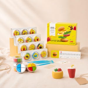 Kit de arcilla de secado al aire Little Gourmet, 12 proyectos de cocina con herramientas y tarjetas guía.