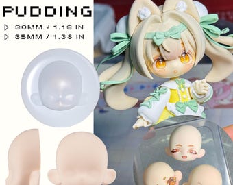 PUDDING Chibi Figure Face Mold, Kawaii Doll Face Mold, Universal Chibi Face Mold, Cake Decoration Sugar Art Polymer Clay Multi-Purpose Mold