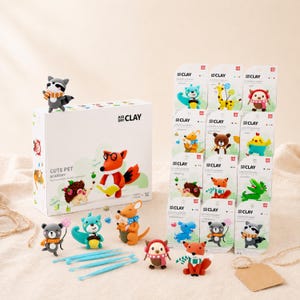 Pet Academy lufttorkande lerkit, 12 djurprojekt med verktyg och guider