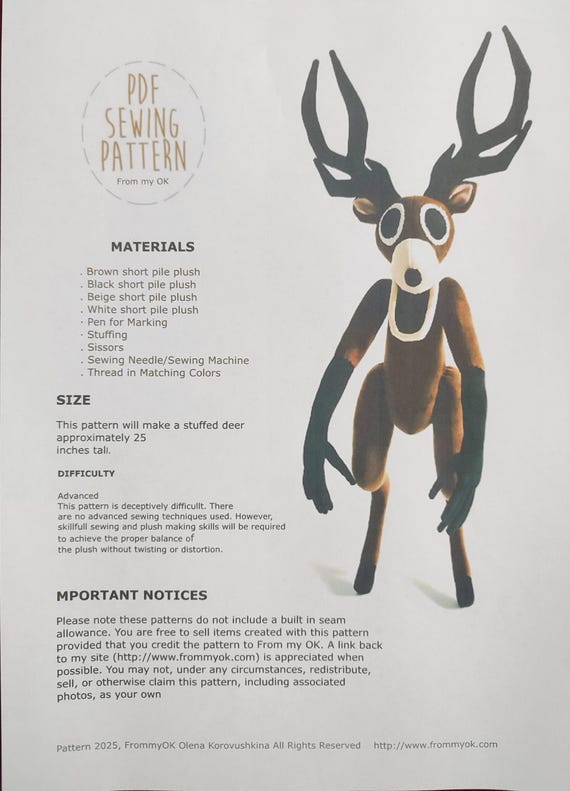 ゲーム「Roblox 99 Nights in the Forest」の鹿の型紙 - PDFデジタル