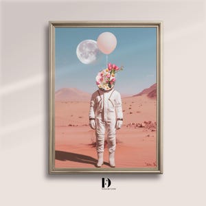 The Bloomwalker – Astronauta Wall Art • Poster floreale surreale • Stampa senza cornice
