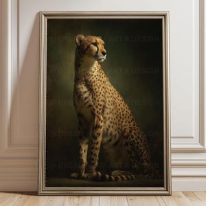 Golden Grace – Affiche Guépard, Art Mural Animal Élégant, Poster Félin de Luxe, Décoration Vert Foncé