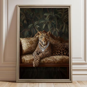 Majestic Grace – Leopard on Baroque Sofa