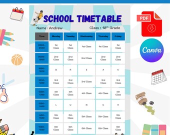 Timetable Secondary Lessons Editable Timetable Template | Secondary School Student Weekly Schedule ...