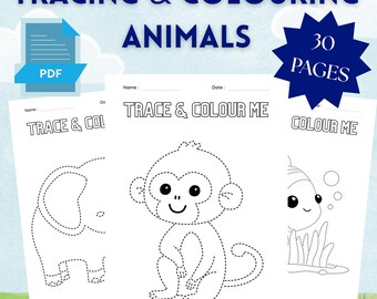 Animal Tracing Worksheets: Preschool Pre-Writing Practice (PDF Downloadable Pages, US Letter, A4 Size)