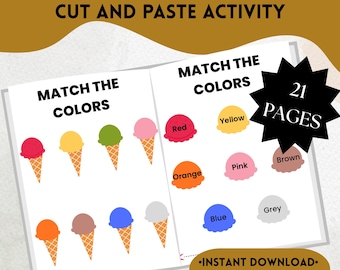 Printable Toddler Montessori Busy Book, Cut & Paste Activities, Kids Busy Binder, Toddler Busy Book(PDF Download)
