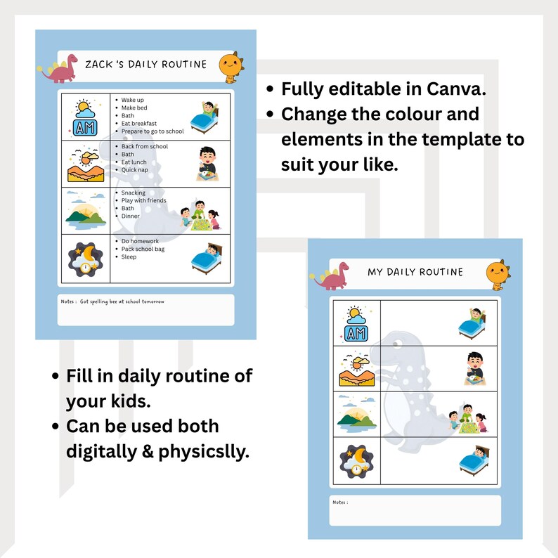 Others Daily Routine Editable Kids Daily Routine Chart: Printable Visual Schedule - Etsy Canada