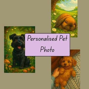 Custom Pet Portrait - 3 Unique Cartoon Backgrounds | Personalized Digital Pet Art from Your Photo