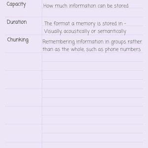 AQA A Level Psychology Memory Notes