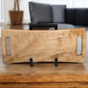 Curly Maple Concave Rectangle Board – Handmade Serving Tray, Quilted Maple Charcuterie Board, Elegant Wood Kitchen Gift