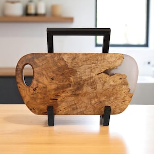 Maple Burl and Epoxy Cheese Board | Handmade Charcuterie Tray | Unique Wood and Resin Serving Board | Artisan Kitchen Gift