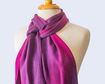 Organic Bamboo Scarf Handwoven in Brilliant Purple and Fabulous Fuchsia Yarn. Hand Dyed Organic Bamboo Yarn. Silky Soft - Easy Care Scarf.