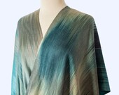 Mobius Shawl in Blue, Beige, and Gray Organic Bamboo Yarn, Handwoven