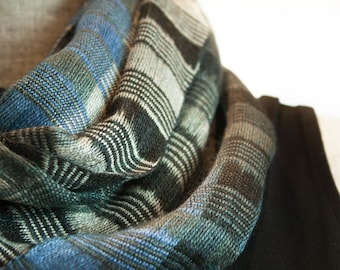 Infinity Scarf in Blue, Gray, Cream and Black  Organic Bamboo