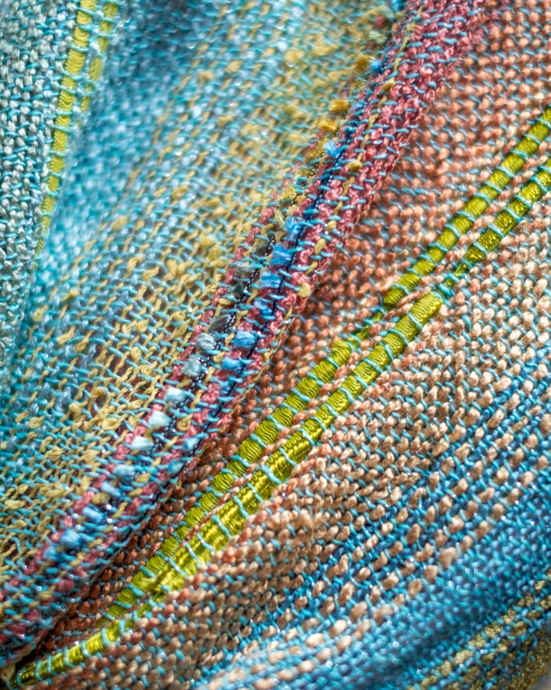 Infinity Shawl Turquoise Orange Coral and Lime Mobius Shawl
