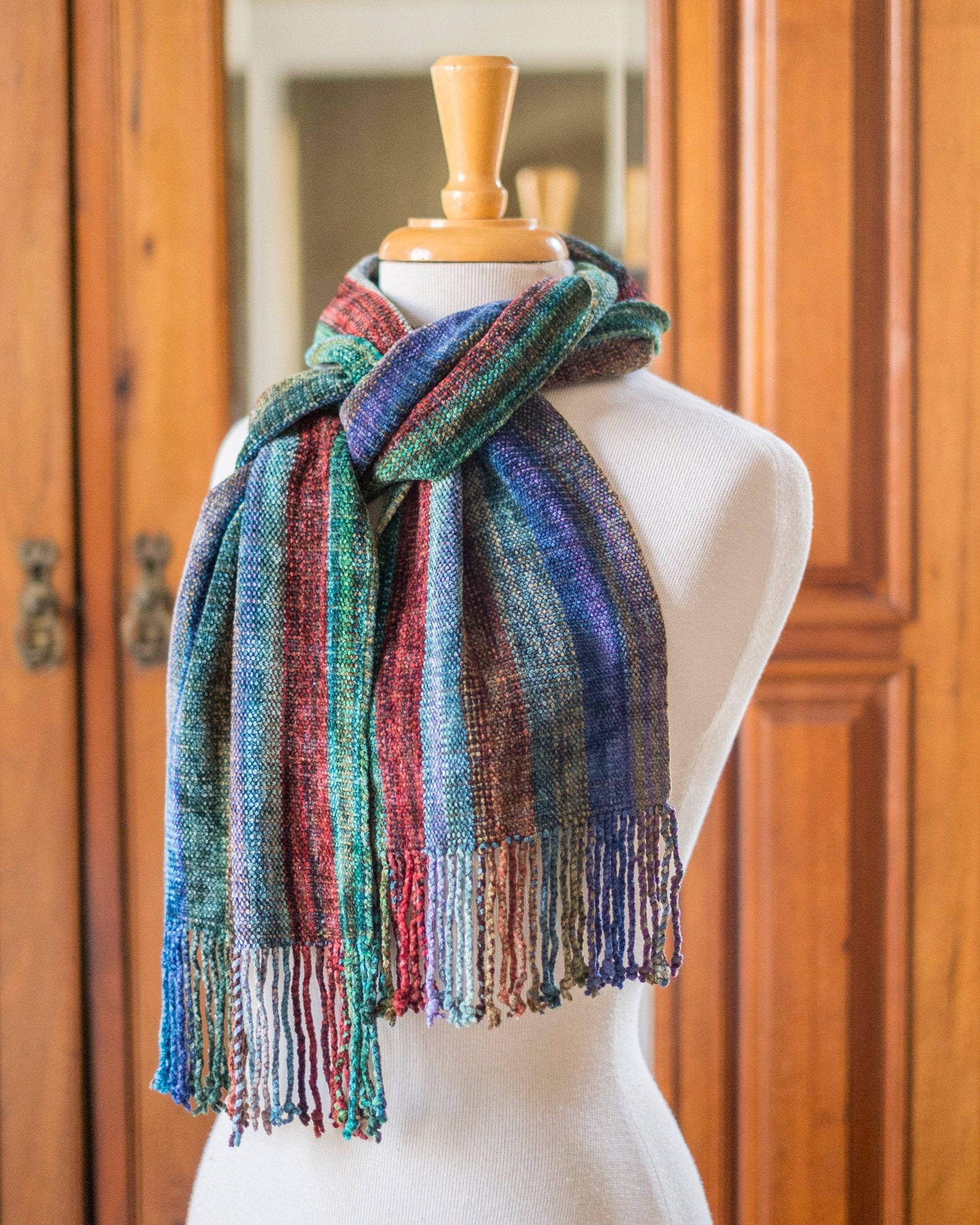 Chenille Scarf in Multicolored Fall Colors Etsy