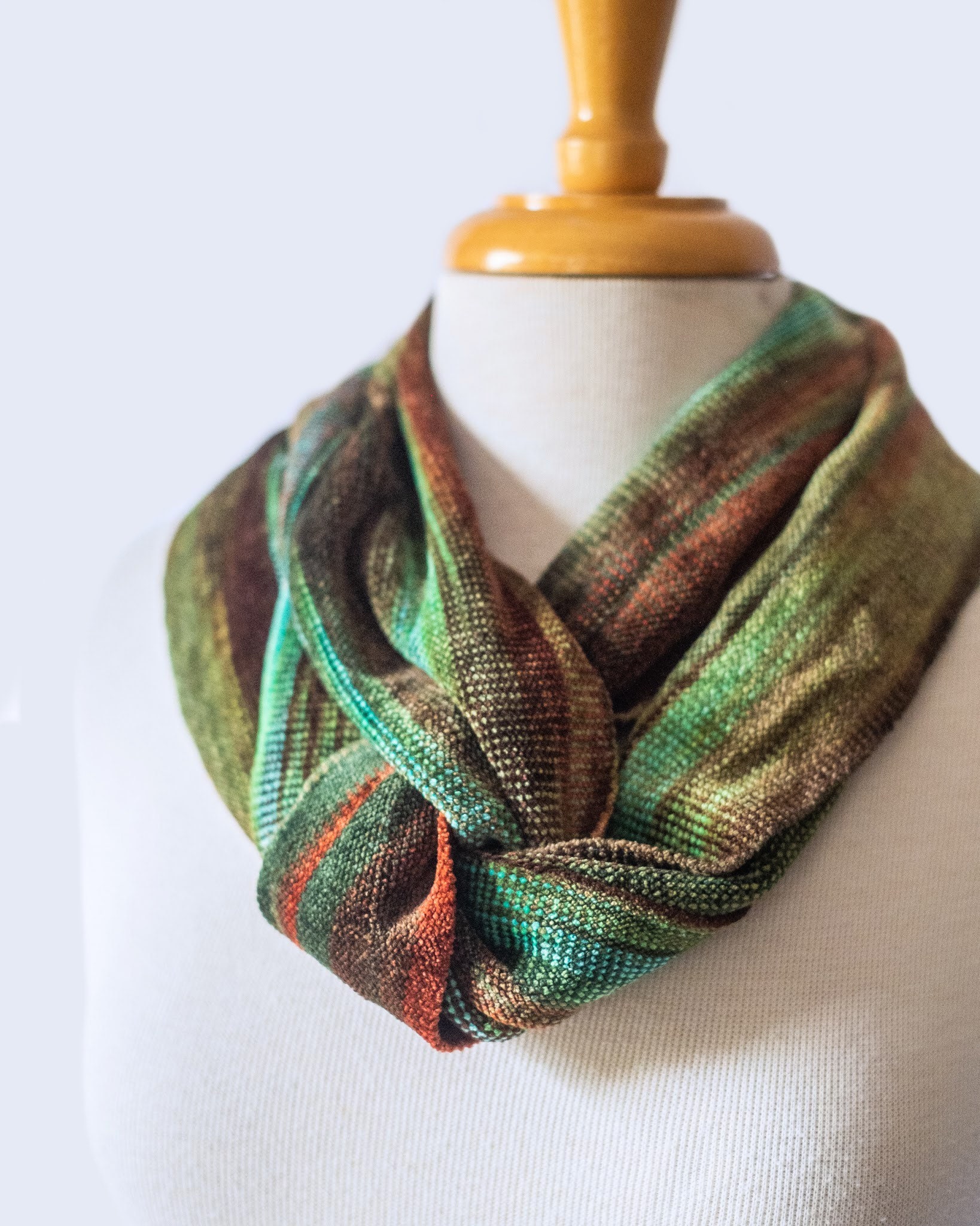 Guatemalan Handwoven Striped Bamboo Chenille Infinity Scarf
