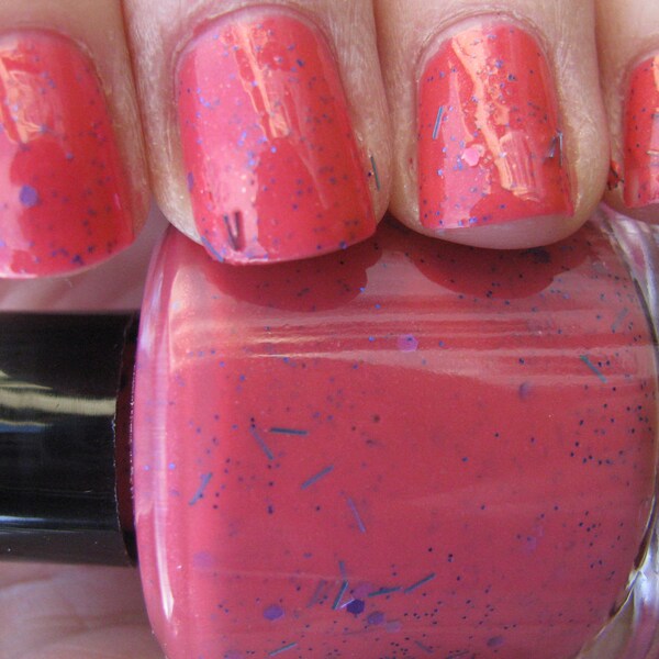 Coral Glitter Nail Polish - MINI Size