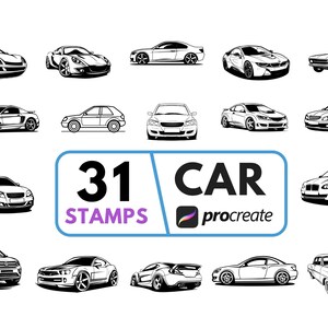 Procreate Car Stamp Brush Set: Digital Art Tools (Downloadable Brushes)