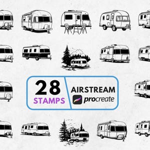 Airstream Procreate Stamps and Brushes: Digital Art Brush Bundle