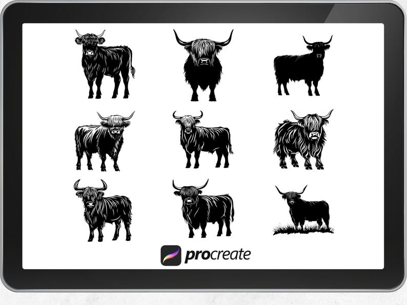 highland cow procreate, cow digital illustration, rustic farm animal art, procreate animal stamp, ipad drawing stamp, farmhouse cow artwork, procreate brush animal, digital cow sticker, planner sticker procreate, rustic wall art digital, country farmhouse decor, cute cow illustration, animal ipad art, procreate farm art, nursery animal art