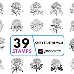 Chrysanthemum Procreate Stamp Brush Set: Floral Design (Digital Download)