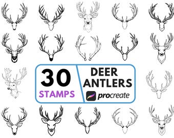 Deer Antlers Procreate Stamps and Brushes: iPad Digital Art