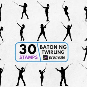 Baton Twirling Procreate Stamp and Brushes, Procreate Baton Twirling Stamps, Procreate Baton Twirling Brushes Bundle, Procreate Ready Stamps