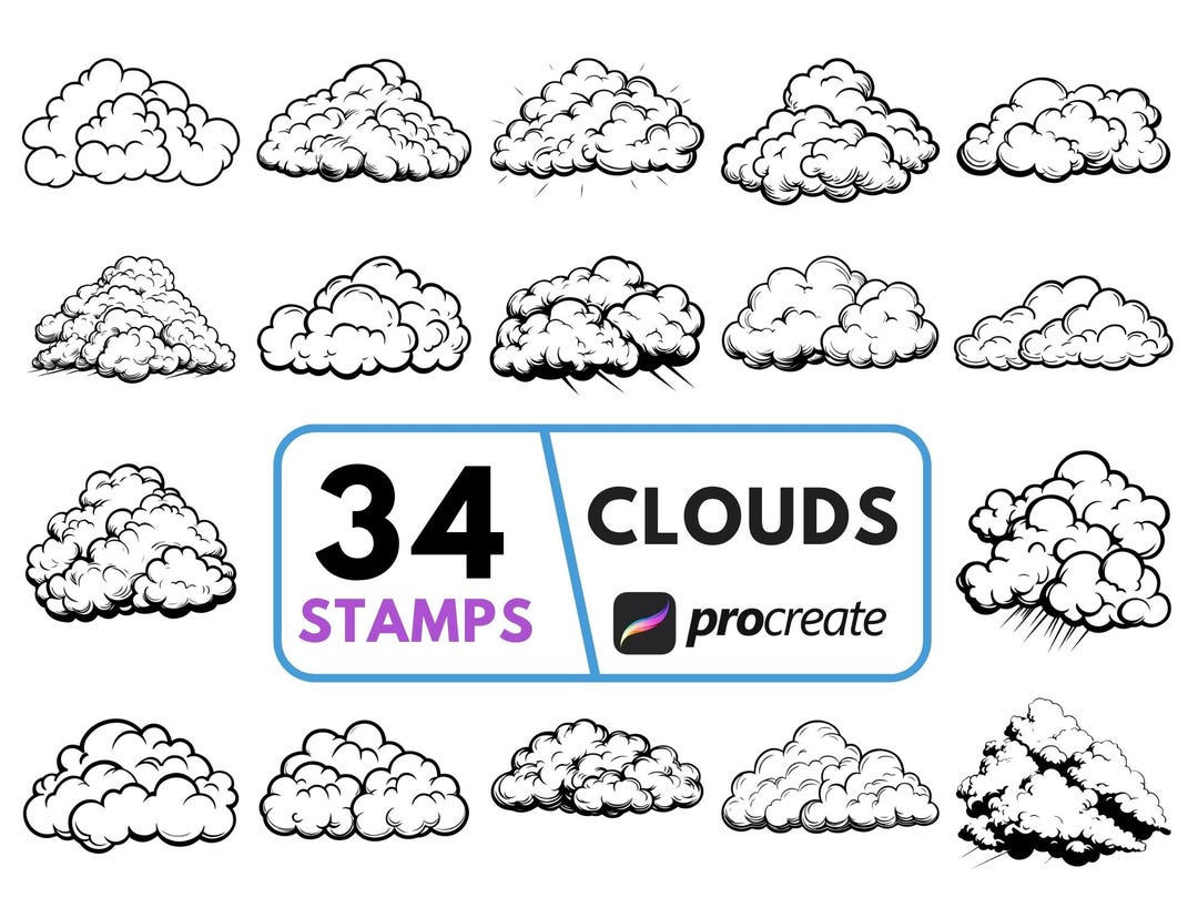 Procreate Clouds Stamp Brush Set: Digital iPad Art Tool (downloadable ...