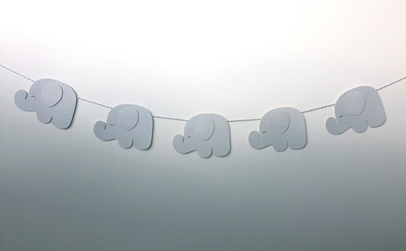 Grey Nursery Decor Elephant Banner baby shower gift, party decor, elephant nursery, nursery art, safari nursery, nursery image 4