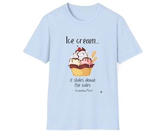 Camiseta unisex para amantes del helado, camiseta suave para el verano, divertida camiseta de helado, regalo para amantes de la comida, ropa de postre única.