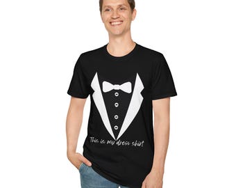 Camiseta formal con divertido diseño de pajarita / Alternativa a la camisa de vestir, atuendo de fiesta, regalo para él, atuendo de boda, moda masculina única