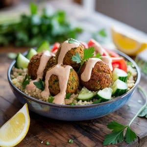 Receita de tigelas de falafel assadas | Crocantes, saudáveis e mediterrâneas por Joulia.