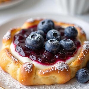 Blueberry Cream Cheese Danish Recipe | Flaky Pastry Breakfast Treat | Printable Brunch Dessert PDF | Easy Bakery Style.