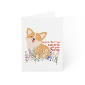 Tarjetas de felicitación, Tarjeta de ánimo alegre - Nunca dejes que los bastardos te depriman, Tarjetas de notas, Juego de papelería, Tarjetas surtidas, Inspiradoras