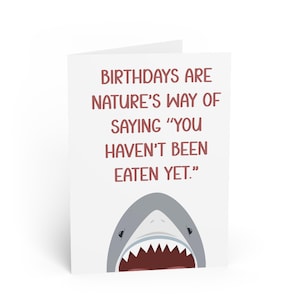 Tarjetas de felicitación de cumpleaños divertidas, diseño de tiburón, deseos de cumpleaños divertidos, tarjeta única para amigos, saludo peculiar para celebraciones, divertido