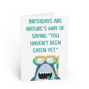 Tarjetas de felicitación de cumpleaños originales, tarjetas divertidas para amigos, deseos de cumpleaños, tarjetas humorísticas, tarjetas de felicitación únicas, tarjetas de tiburón.