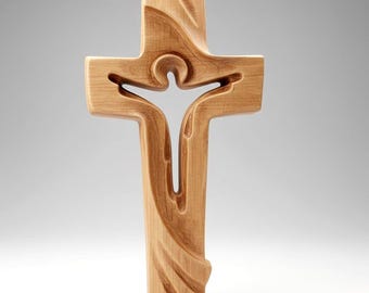 Jesus Kreuz Kruzifix STL Datei für CNC Holz Carving Epoxidharz 3D Drucker Minimalist Christian Wall Art Relief 3D Modell Religiöse Skulptur