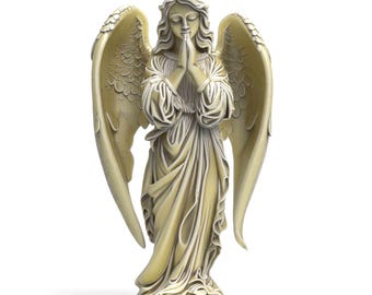 Praying Angel Statue STL File 3D Model for CNC Carving Relief 3D Printing Spiritual Decorative Angel Sculpture STL
