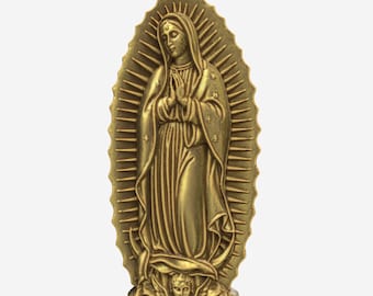 Our Lady of Guadalupe STL File | High Relief Virgin Mary 3D Model for CNC Carving, Laser Engraving, or 3D Printing Religious Wall Art