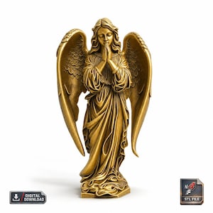Betende Engel-Statue STL-Datei 3D-Modell für CNC Carving Relief 3D-Druck spirituelle dekorative Engel Skulptur STL