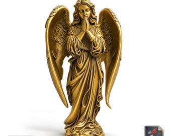 Praying Angel Statue STL File 3D Model for CNC Carving Relief 3D Printing Spiritual Decorative Angel Sculpture STL