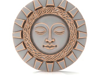 Sun Face STL Medallion – Celestial Relief Sculpture for CNC & 3D Print – Boho Sun Wall Art, Spiritual Decor, or Solar Symbol Design